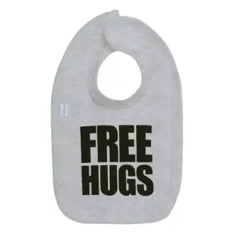 Free Hugs Baby Bib Grey