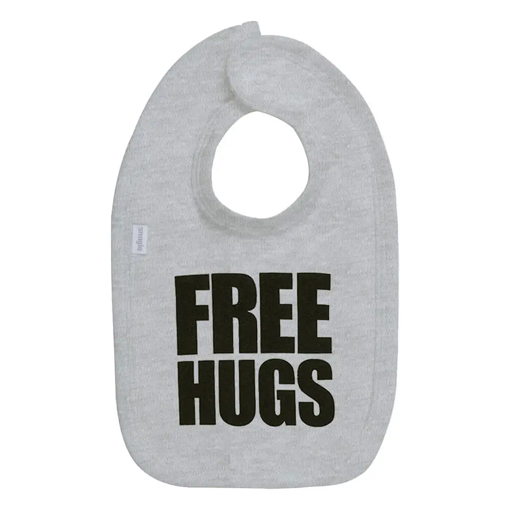 Free Hugs Baby Bib Grey