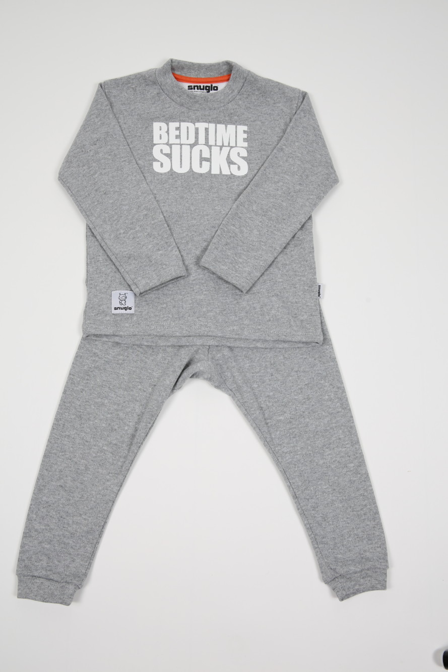 Bedtime Sucks Marl Grey Kids Pyjamas by Snuglo - Image 2