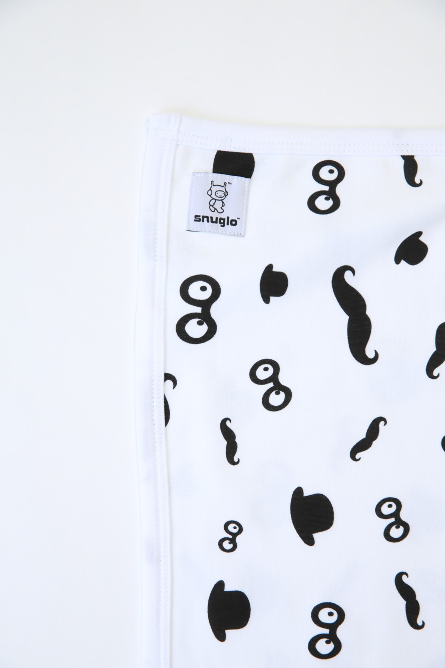 Snuglo™ supersoft, moustache pattern comfort blanket