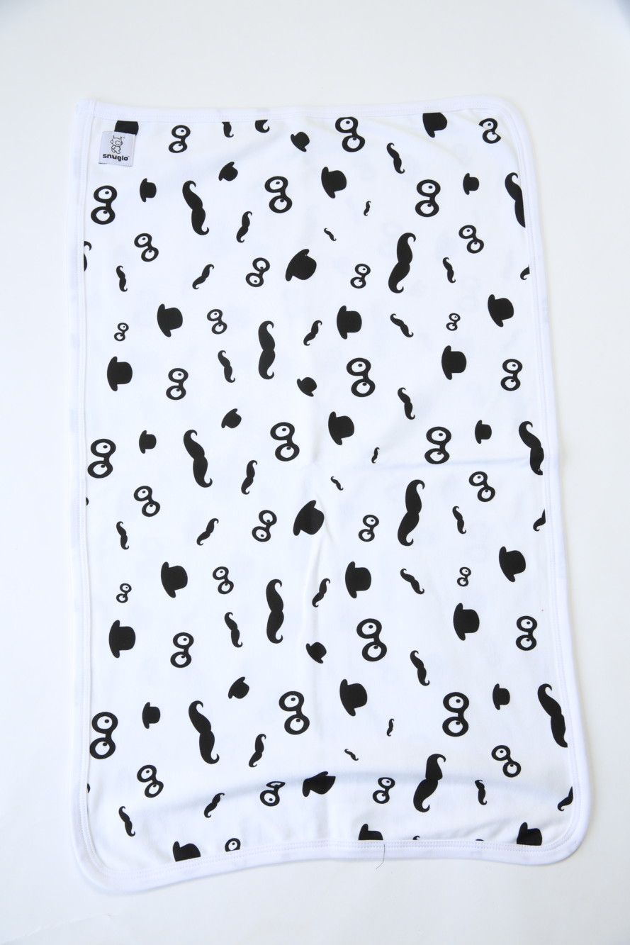 Snuglo™ supersoft, moustache pattern comfort blanket