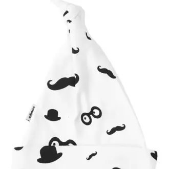 Moustache Pattern Baby Hat – white