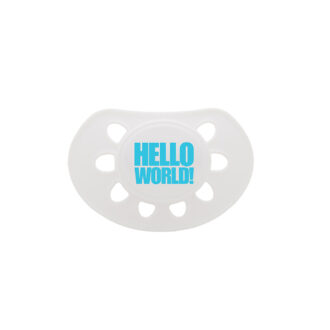 HELLO WORLD dummy white/blue soother