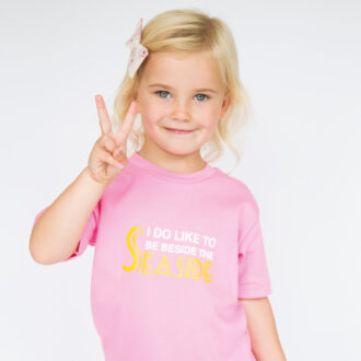 I Do like to be beside the seaside kids t shirt