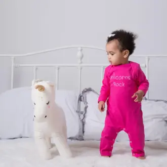 Unicorns Rock pink Baby Grow All-in – One – alternative view
