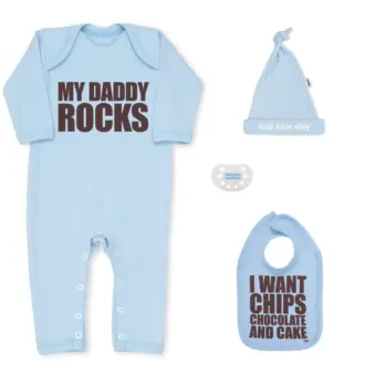 My Daddy Rocks Blue Newborn Baby Gift Set