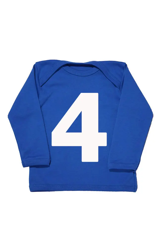 4th Birthday top I AM 4! Birthday Number Celebration T-shirt – Blue