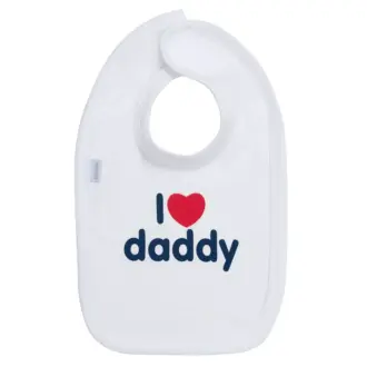 I LOVE Daddy Cotton Bib, Navy on White