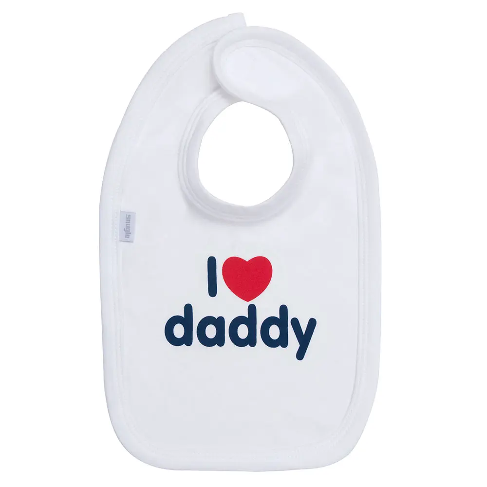I LOVE Daddy Cotton Bib, Navy on White