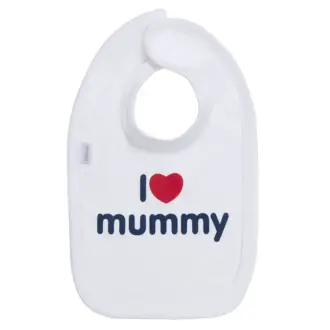 I LOVE MUMMY Baby Bib Navy on White