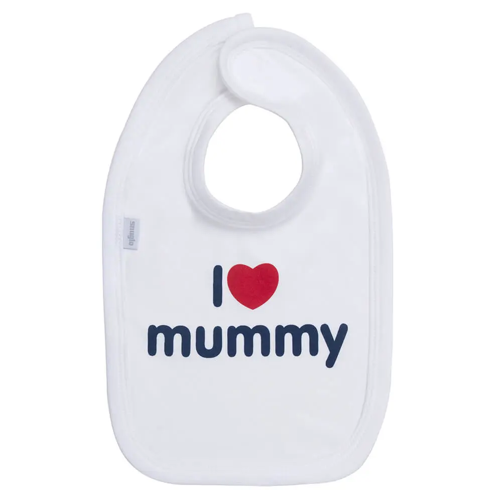 I LOVE MUMMY Baby Bib Navy on White