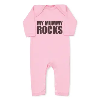MY MUMMY ROCKS pink baby grow all-in-one – alternative view