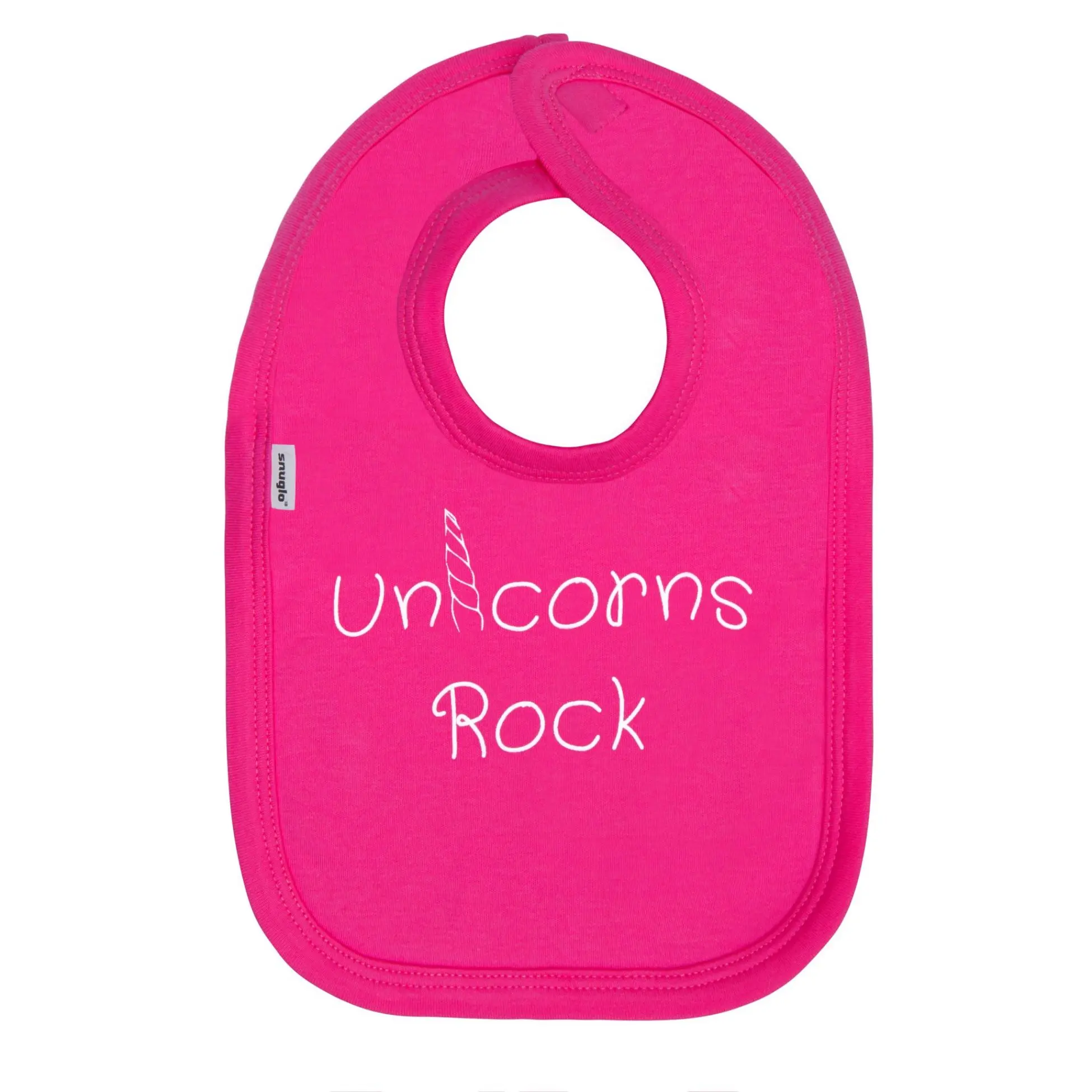 Unicorns Rock Baby Bib Pink